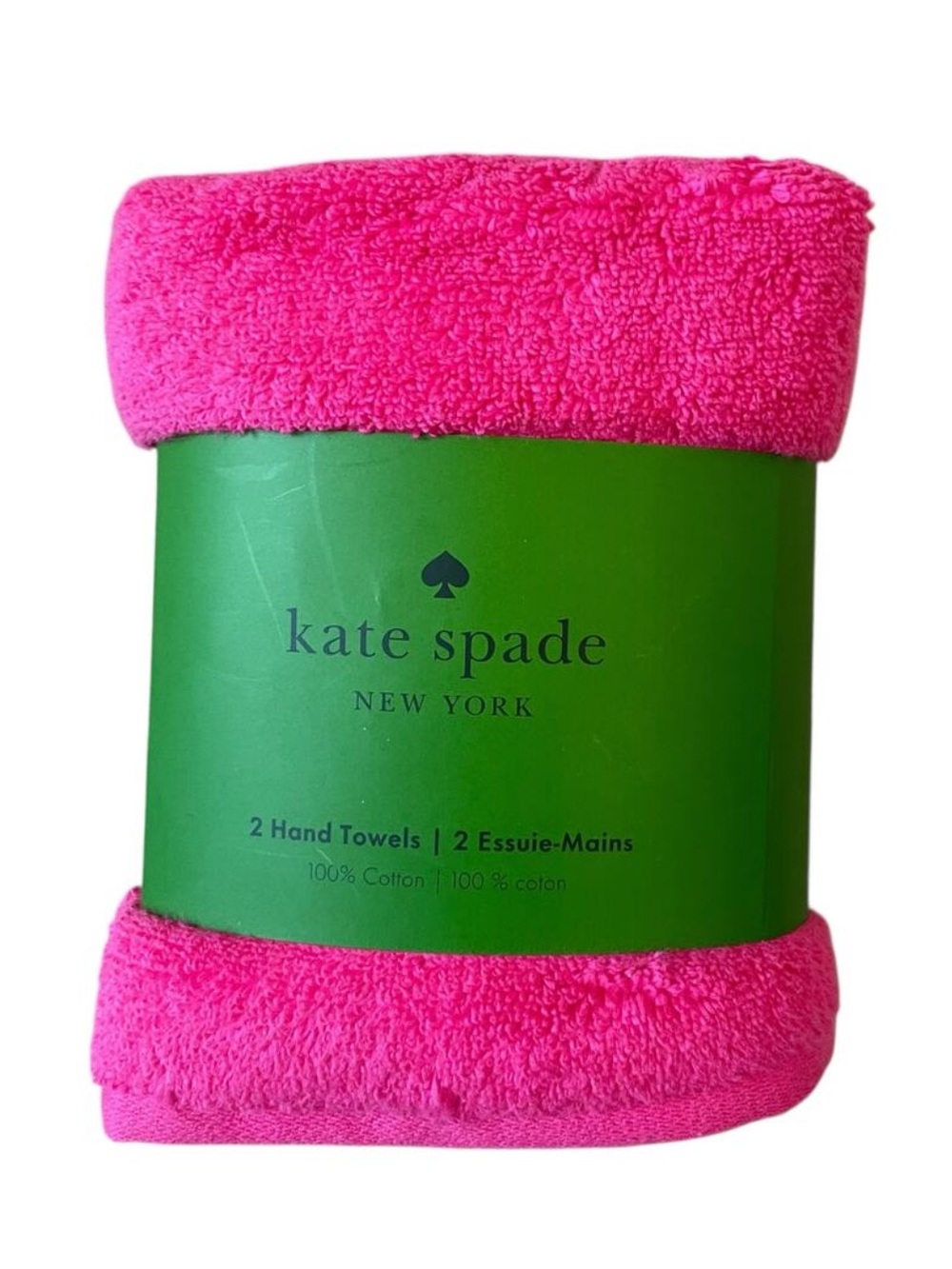 KATE SPADE NY Hot Pink Cotton Hand Towels 16X30 Set of 2  NEW